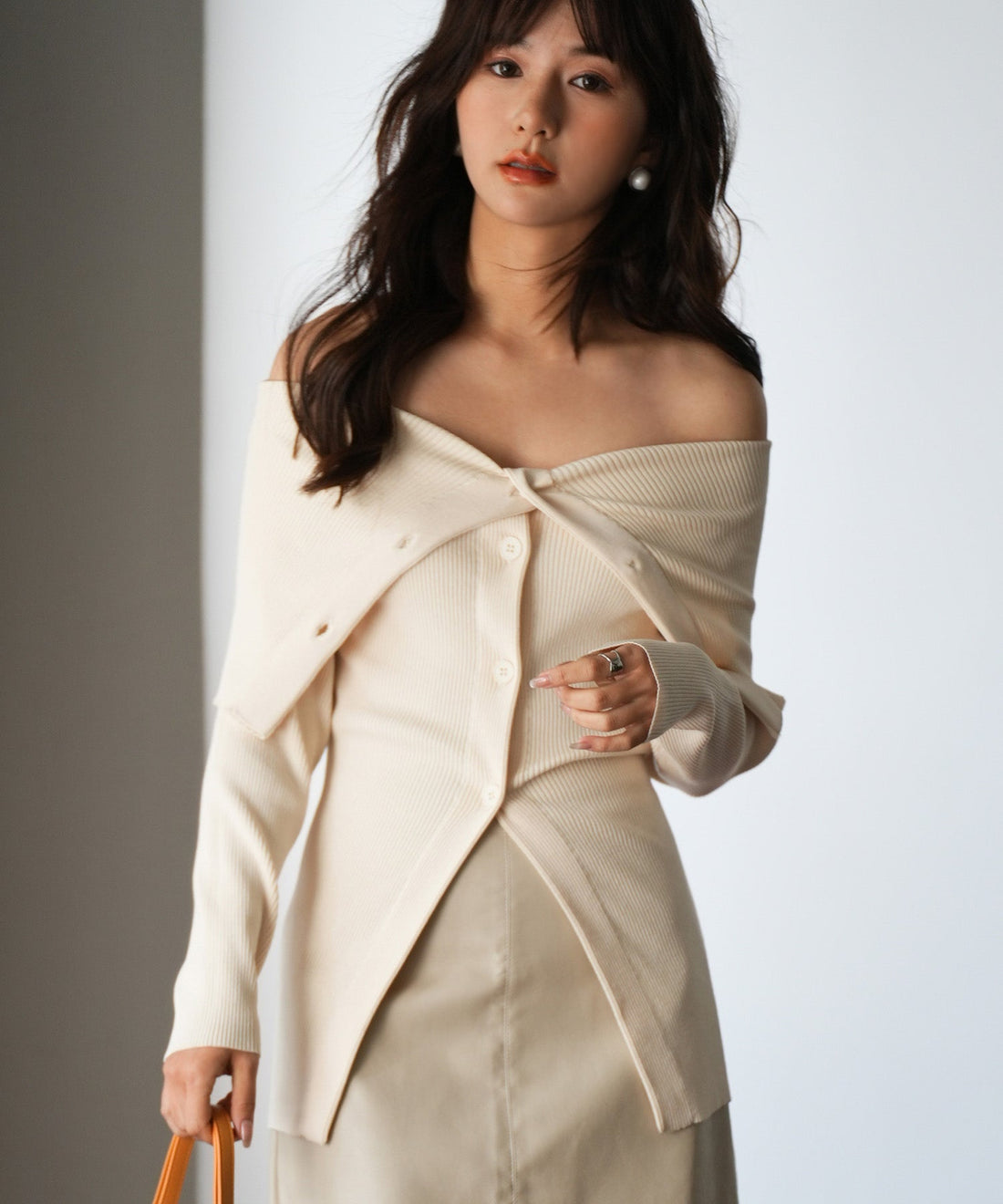 Off-Shoulder Rib-Knit Pullover OEM ODM reference 12 - additional view 12