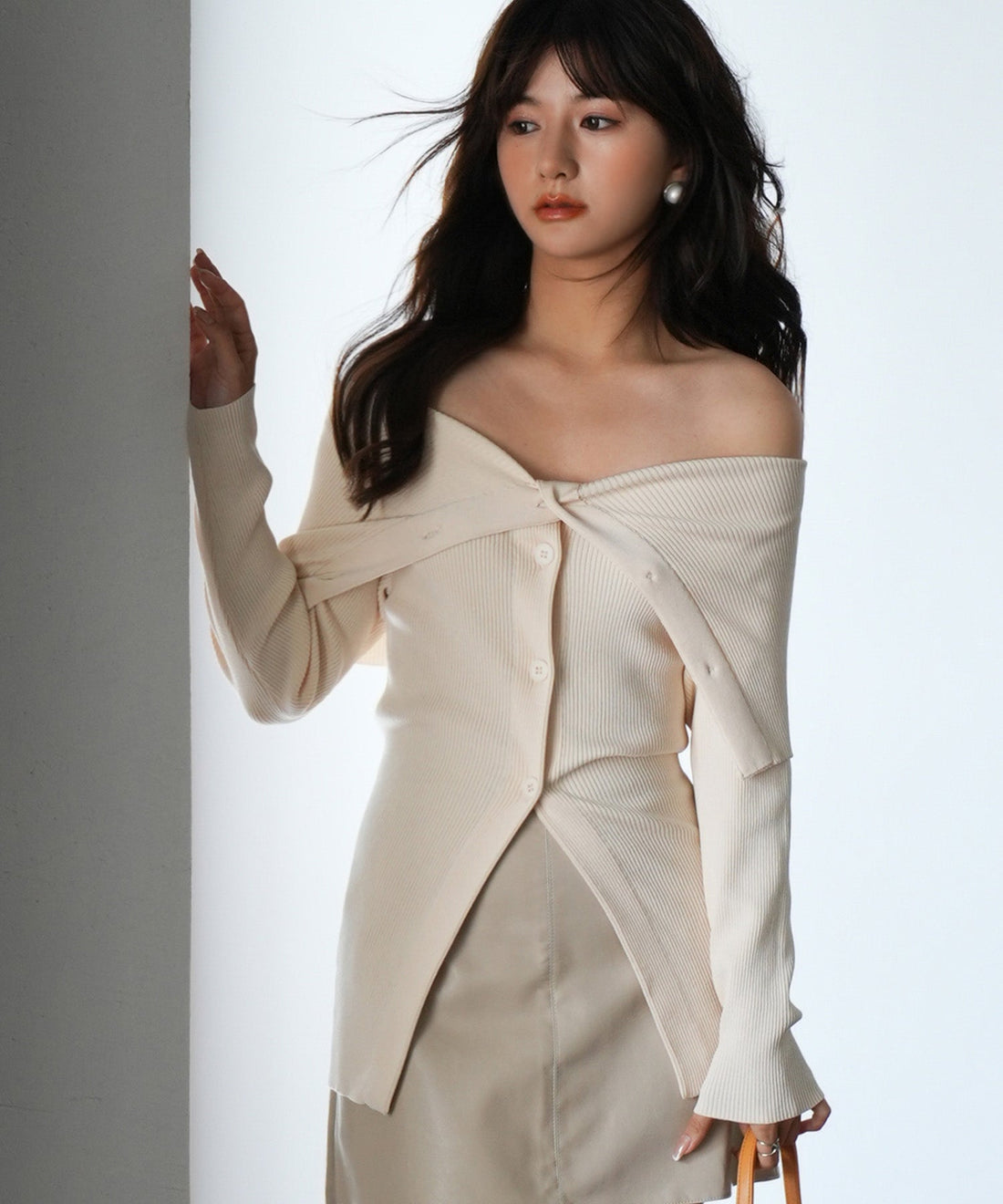 Off-Shoulder Rib-Knit Pullover OEM ODM reference 13 - additional view 13