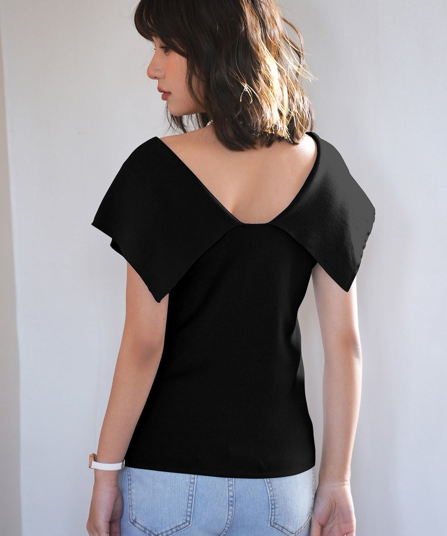 Oversized-Collar Summer Knit Top OEM ODM reference 1