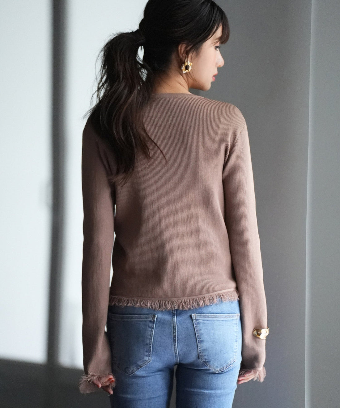 Fringe-Detail Knit Cardigan OEM ODM reference 14 - additional view 14
