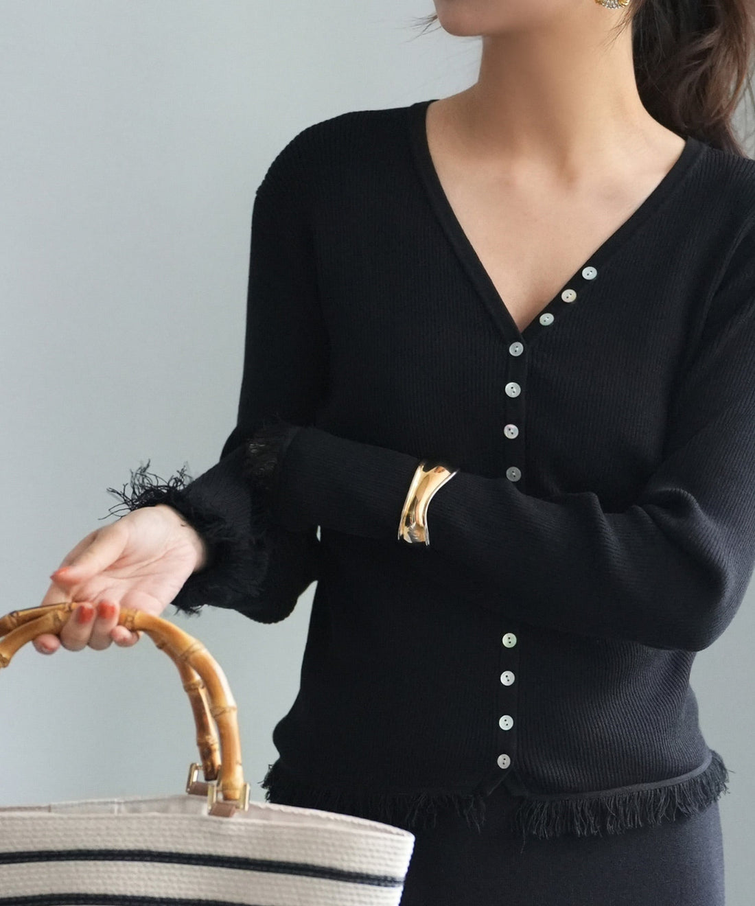 Fringe-Detail Knit Cardigan OEM ODM reference 8 - additional view 8