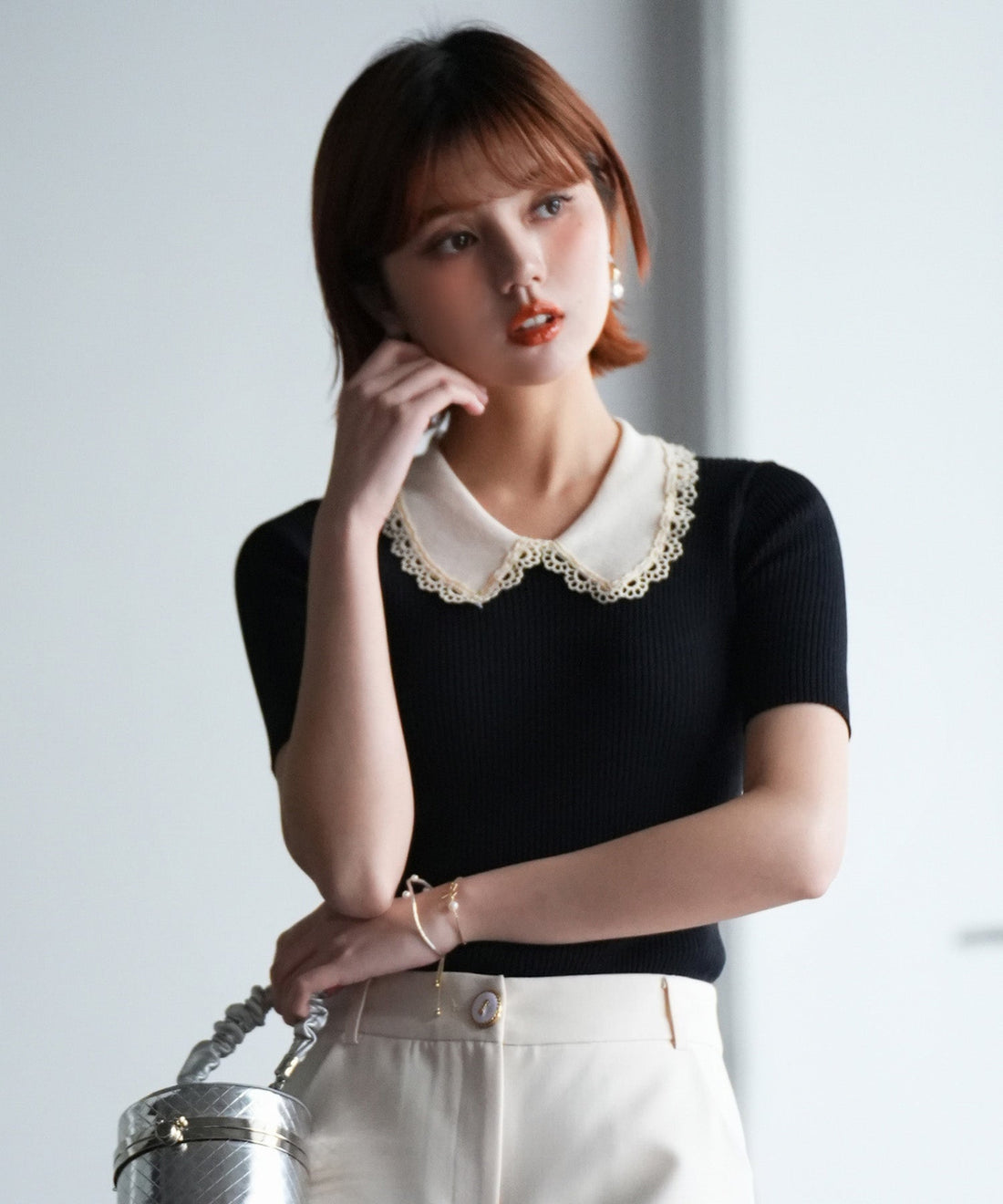 Peter Pan Collar Short-Sleeve Summer Knit OEM ODM reference 8 - additional view 8