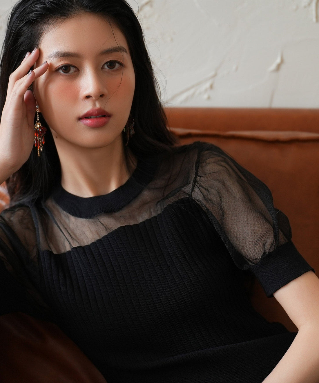 Tulle-Panel Mixed-Material Knit Dress OEM ODM reference 13 - additional view 13