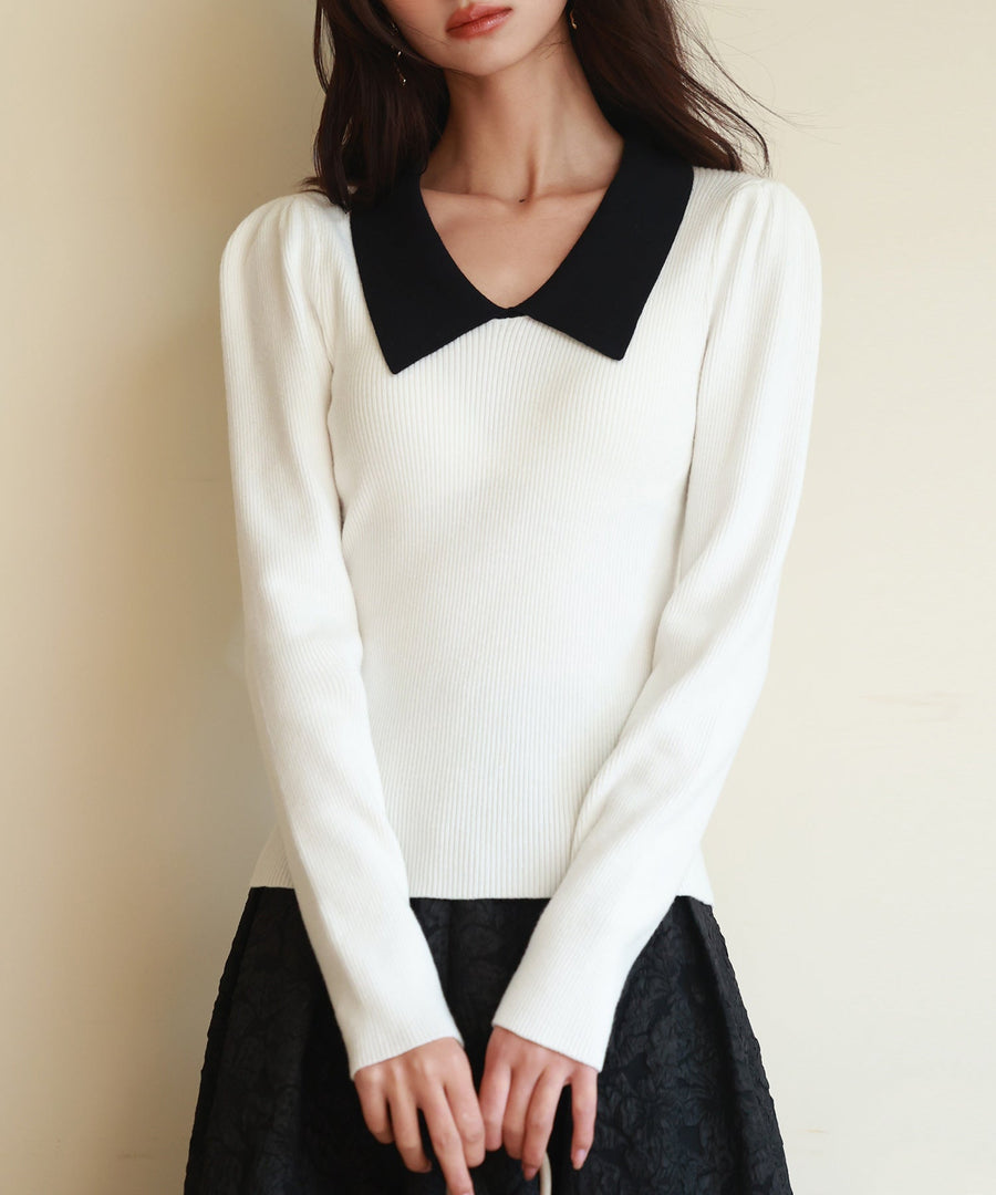 Collared Rib-Knit Top OEM ODM reference 1