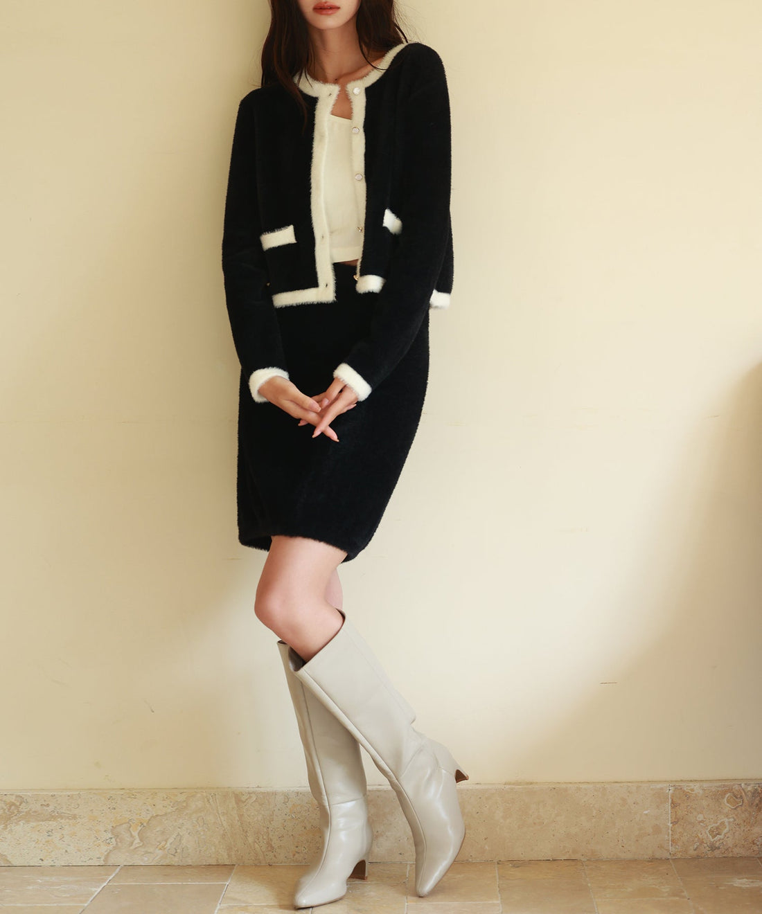 Contrast Shaggy-Knit Cardigan OEM ODM reference 10 - additional view 10