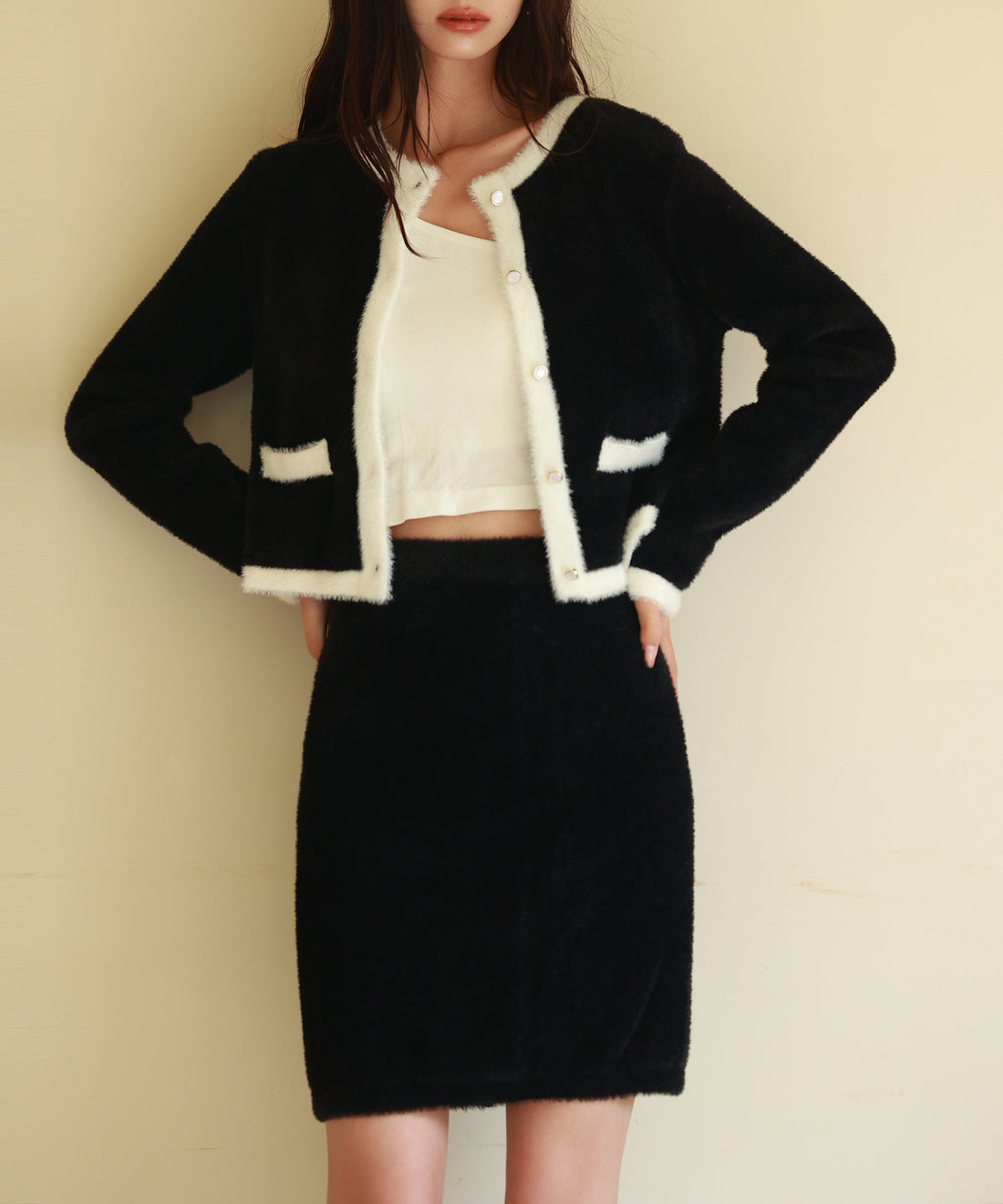 Contrast Shaggy-Knit Cardigan OEM ODM reference 8 - additional view 8