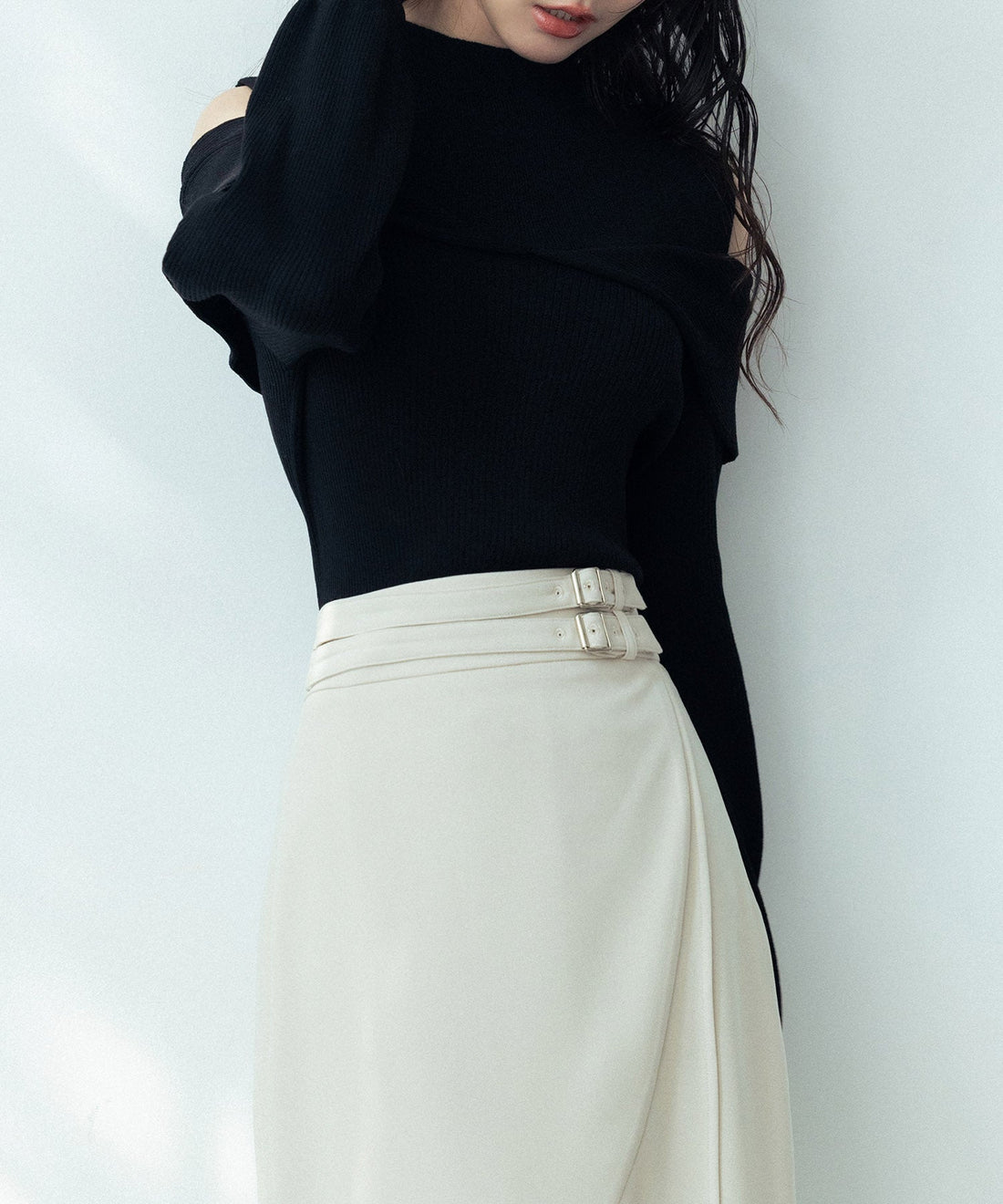 Open-Shoulder Mock-Neck Knit Pullover OEM ODM reference 11 - additional view 11