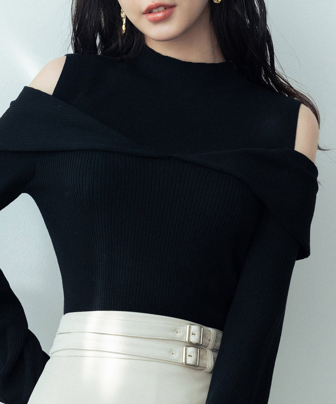 Open-Shoulder Mock-Neck Knit Pullover OEM ODM reference 13 - additional view 13