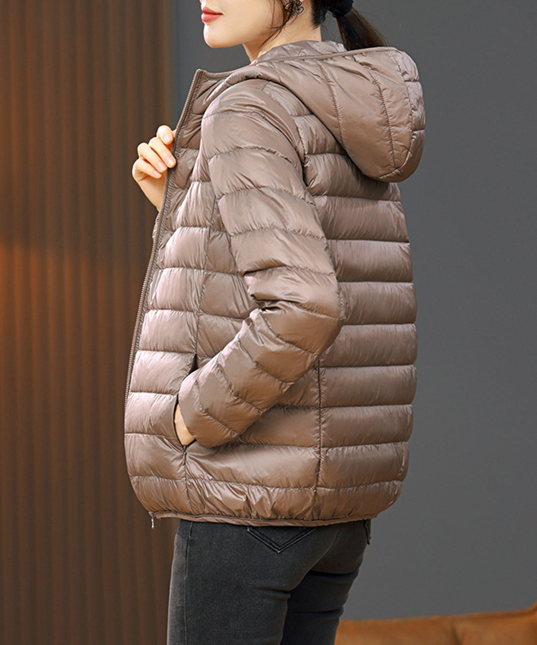 Fitted Hooded Lightweight Down Jacket OEM ODM reference 9 - additional view 9