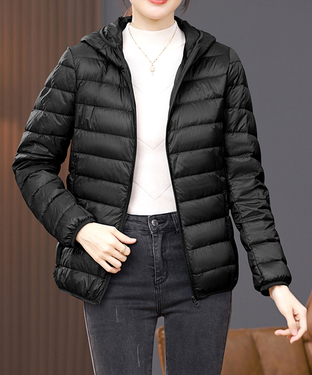 Fitted Hooded Lightweight Down Jacket OEM ODM reference 1