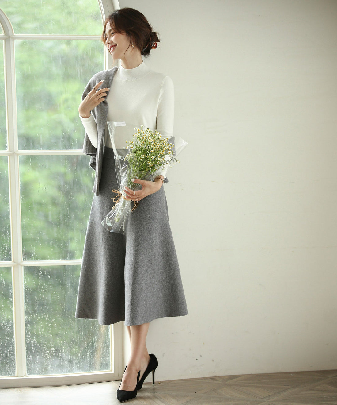 Pearl-Button Mock-Neck Knit Pullover OEM ODM reference 8 - additional view 8